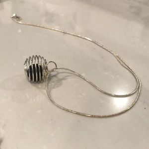 Lava ball silver necklace